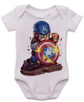 Body Bebê Infantil roupa criança Capitão america escudo balas - Foto 3