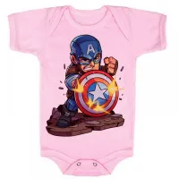 Body Bebê Infantil roupa criança Capitão america escudo balas - Foto 4