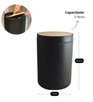 Kit De Banheiro Lixeira Saboneteira Preto Com Bambu 4 Peças - Foto 4