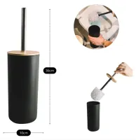 Kit De Banheiro Lixeira Saboneteira Preto Com Bambu 4 Peças - Foto 8