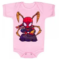 Body Bebê Infantil roupa criança Homem aranha traje tony Stark - Foto 4