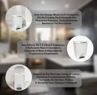 Lixeira 7,5l Cesto Pedal Lixo Banheiro Resistente Escritório - Foto 5