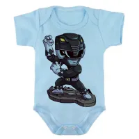 Body Bebê Infantil roupa criança Power ranger black preto - Foto 2