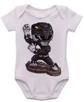 Body Bebê Infantil roupa criança Power ranger black preto - Foto 3