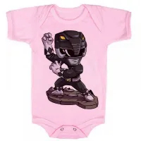 Body Bebê Infantil roupa criança Power ranger black preto - Foto 4