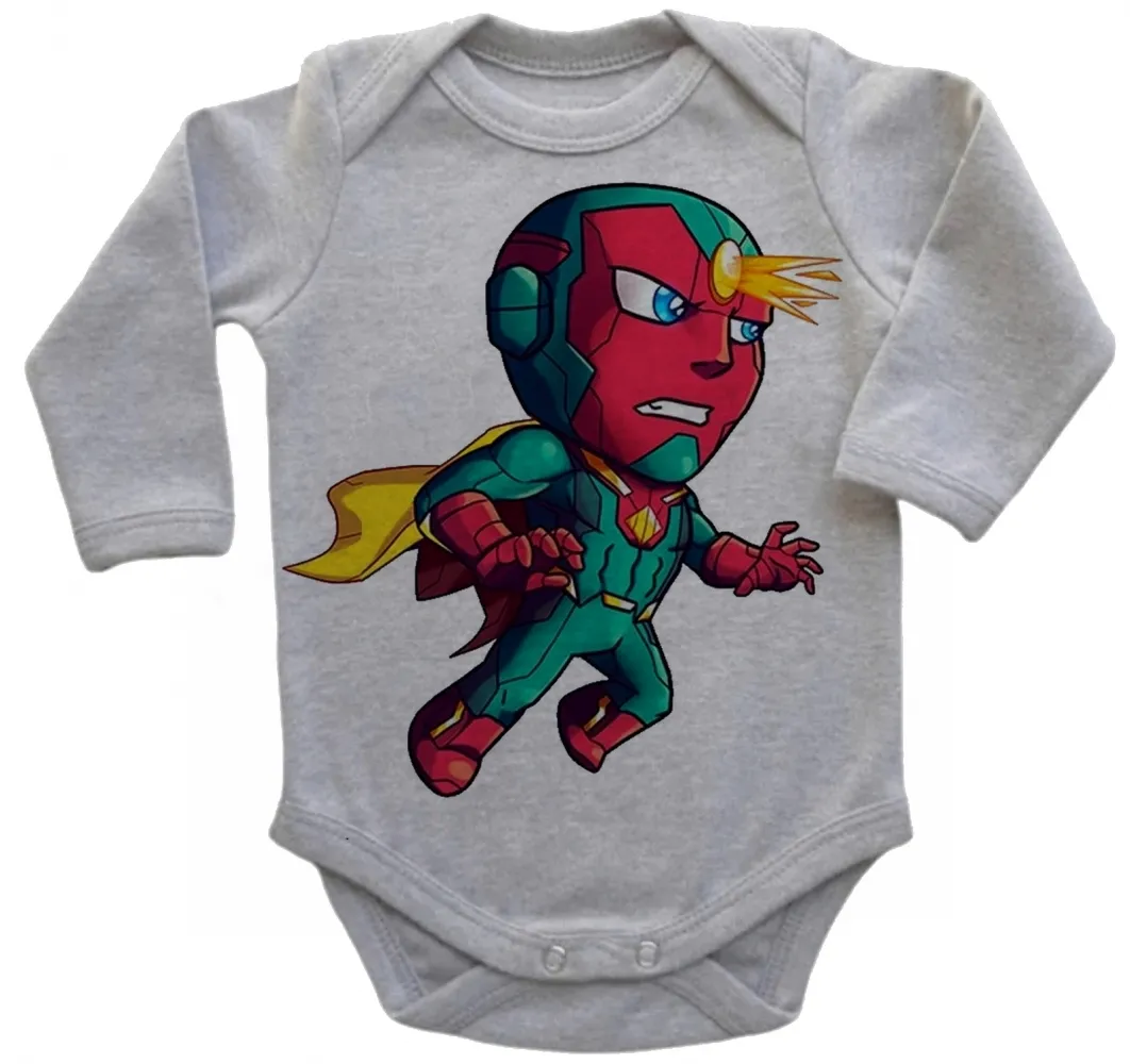 Body Bebê Infantil roupa criança Visão Vingadores heroi cartoon Imagem