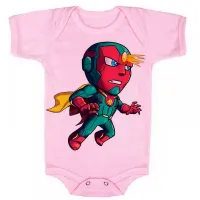 Body Bebê Infantil roupa criança Visão Vingadores heroi cartoon - Foto 4