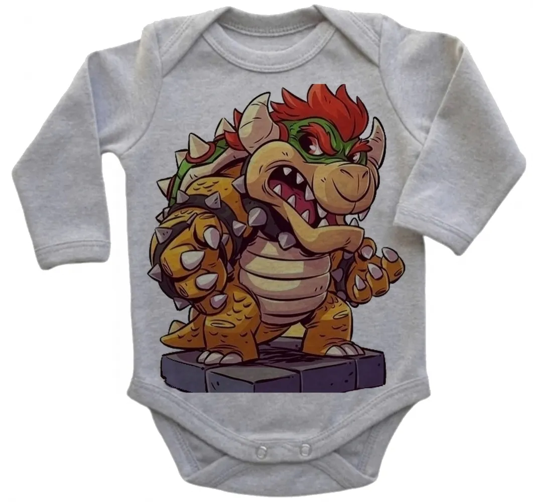 Body Bebê Infantil roupa criança Bowser Mario vilão dinossauro