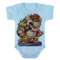 Body Bebê Infantil roupa criança Bowser Mario vilão dinossauro - Foto 2
