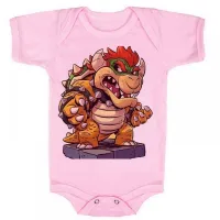 Body Bebê Infantil roupa criança Bowser Mario vilão dinossauro - Foto 4