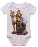 Body Bebê Infantil roupa criança Loki vilão vingadores e thor - Foto 3