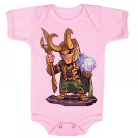 Body Bebê Infantil roupa criança Loki vilão vingadores e thor - Foto 4