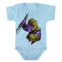 Body Bebê Infantil roupa criança Thanos vilão vingadores espada - Foto 2