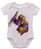 Body Bebê Infantil roupa criança Thanos vilão vingadores espada - Foto 3