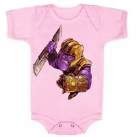Body Bebê Infantil roupa criança Thanos vilão vingadores espada - Foto 4