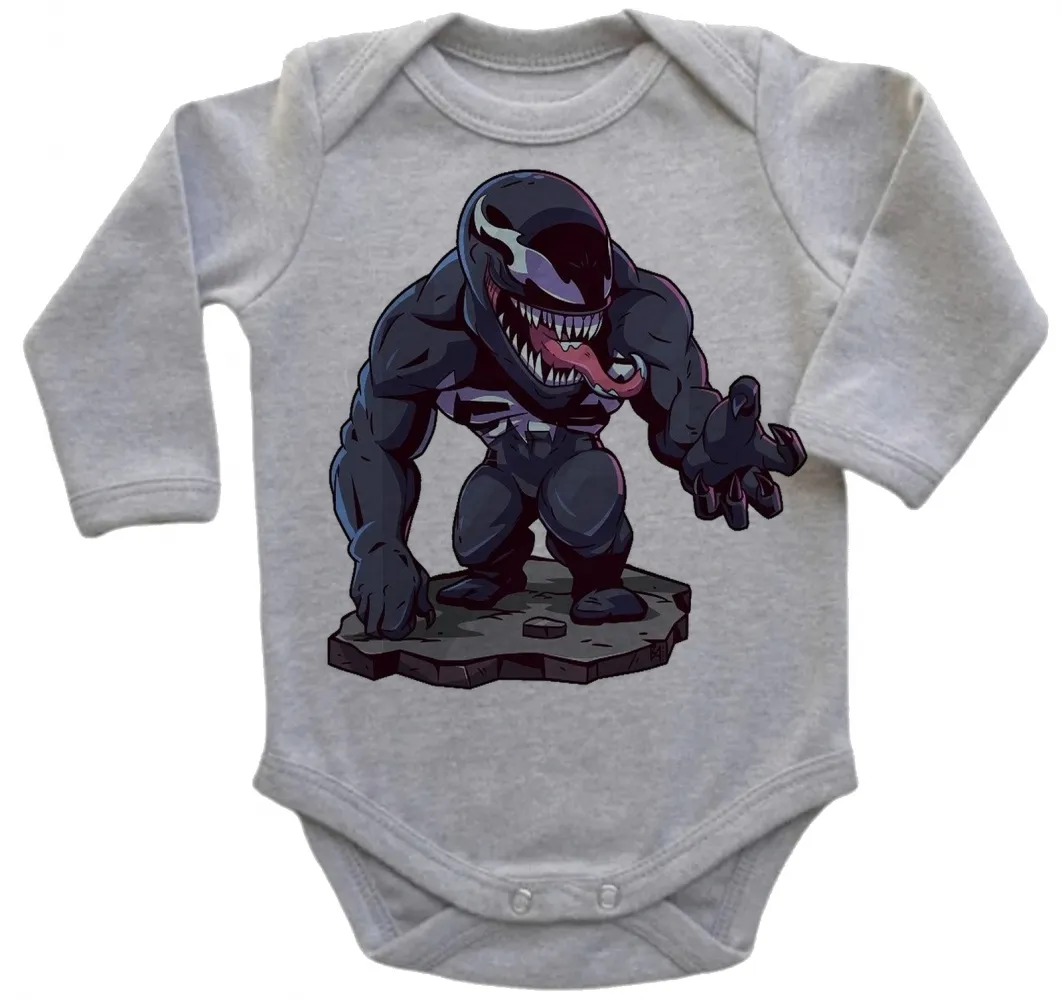 Body Bebê Infantil roupa criança Venom vilão homem aranha negro