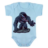 Body Bebê Infantil roupa criança Venom vilão homem aranha negro - Foto 2