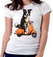 Baby look blusa feminina ou Camiseta Cachorro boder collie lambreta - Foto 4