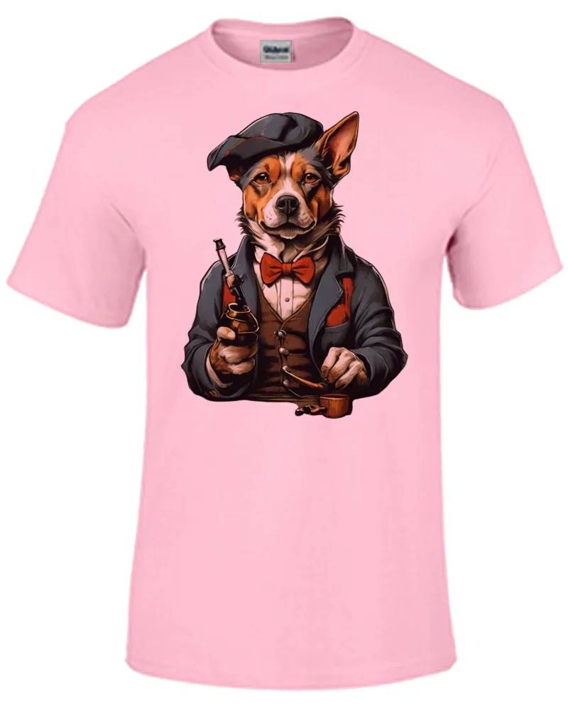 Baby look blusa feminina ou Camiseta Cachorro detetive fumando