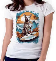 Baby look blusa feminina ou Camiseta cachorro pit bull praia surf - Foto 3