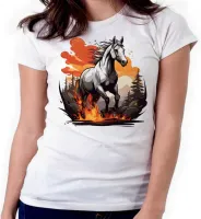 Baby look blusa feminina ou Camiseta Cavalo de fogo crioulo raça - Foto 3