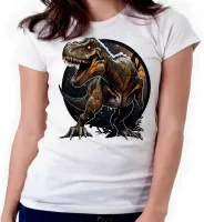 Baby look blusa feminina ou Camiseta dinossauro Rex Jurassic - Foto 4