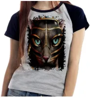 Baby look blusa feminina ou Camiseta Gato Egipicio egito piramide - Foto 3