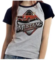 Baby look blusa feminina ou Camiseta Mustang carro antigo anos 60 - Foto 3