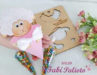 G1.852  Gabarito de Moldes  em MDF Mini Cone Cordeiro - Foto 2