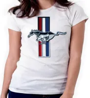Baby look blusa feminina ou Camiseta Mustang ford cavalo de raça americano - Foto 3