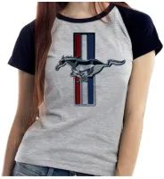Baby look blusa feminina ou Camiseta Mustang ford cavalo de raça americano - Foto 4