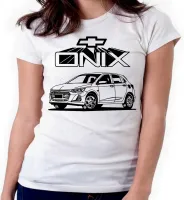 Baby look blusa feminina ou Camiseta Onix carro desenho - Foto 3