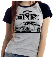 Baby look blusa feminina ou Camiseta Onix carro desenho - Foto 4