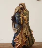 Linda Imagem de Sagrada Familia Ternura 31 cm em Gesso Premium