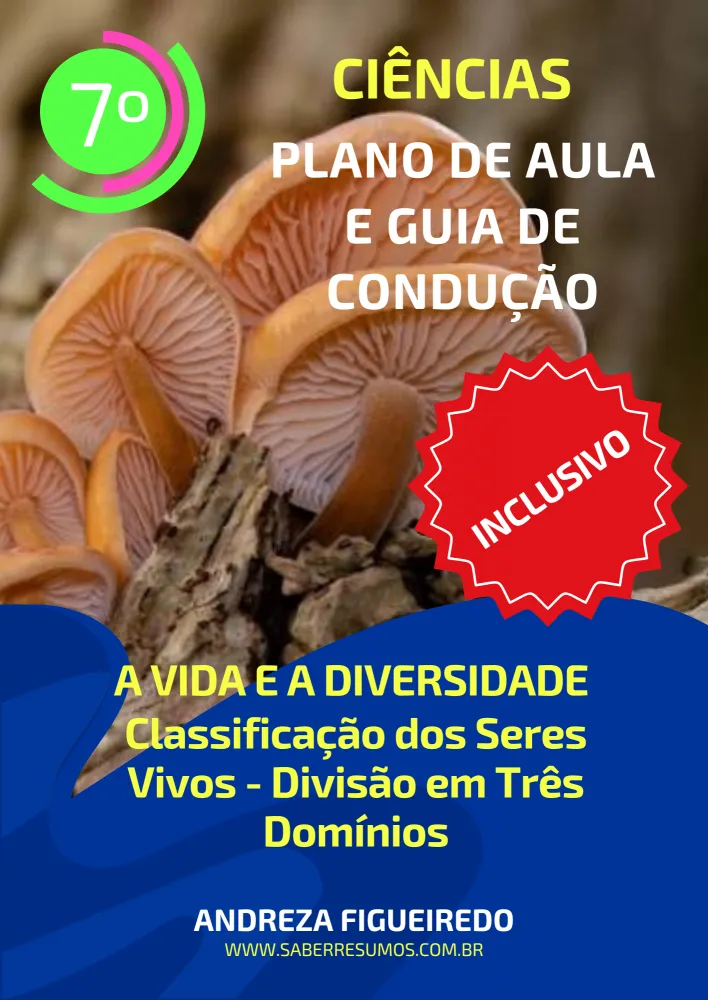 821 - Ciências - Aprendizado Inclusivo - Plano de Aula e Guia de Condução - A Vida e a Diversidade - Classificação dos Seres Vivos - Divisão em Três Domínios - 7º ano - PDF com 17 páginas