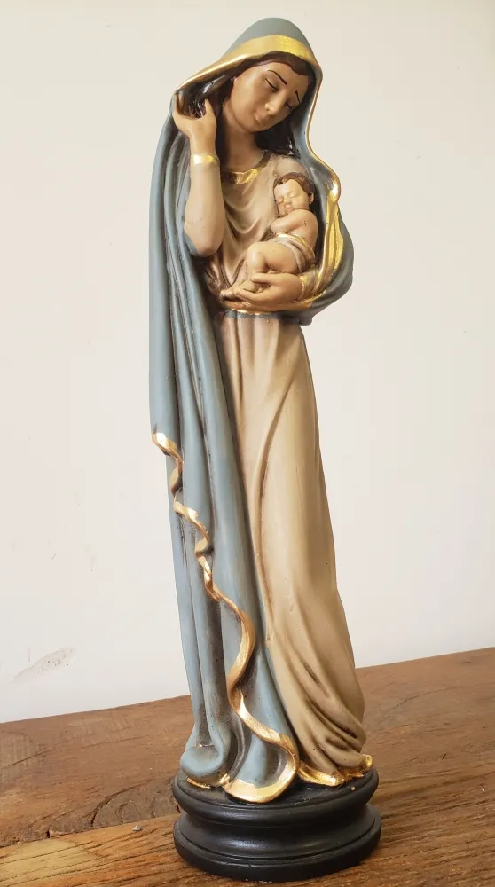 Imagem Nossa Senhora Colo de Mãe 32 cm em Gesso Premium