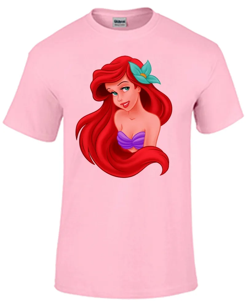 Baby look blusa feminina ou Camiseta Ariel pequena sereia princesa