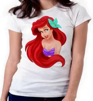 Baby look blusa feminina ou Camiseta Ariel pequena sereia princesa - Foto 3