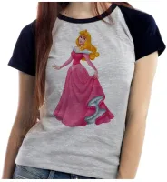 Baby look blusa feminina ou Camiseta Aurora bela adormecida princesa - Foto 4