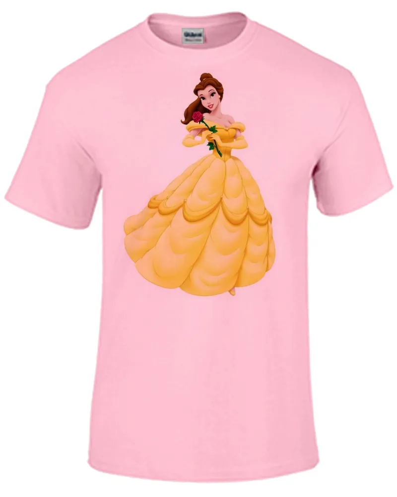 Baby look blusa feminina ou Camiseta Bela ea fera princesa da Disney