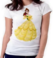 Baby look blusa feminina ou Camiseta Bela ea fera princesa da Disney - Foto 3