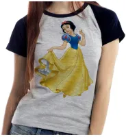 Baby look blusa feminina ou Camiseta Branca de neve princesa disney - Foto 4