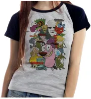 Baby look blusa feminina ou Camiseta Coragem cão covarde Vilão - Foto 4