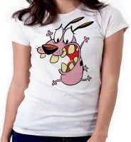 Baby look blusa feminina ou Camiseta Coragem o cão covarde desenho - Foto 3