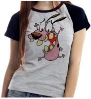 Baby look blusa feminina ou Camiseta Coragem o cão covarde desenho - Foto 4