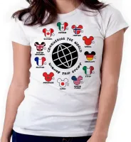 Baby look blusa feminina ou Camiseta Disney park paises mickey - Foto 3