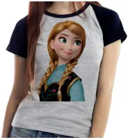 Baby look blusa feminina ou Camiseta Frozen Anna irmã da Elsa - Foto 4