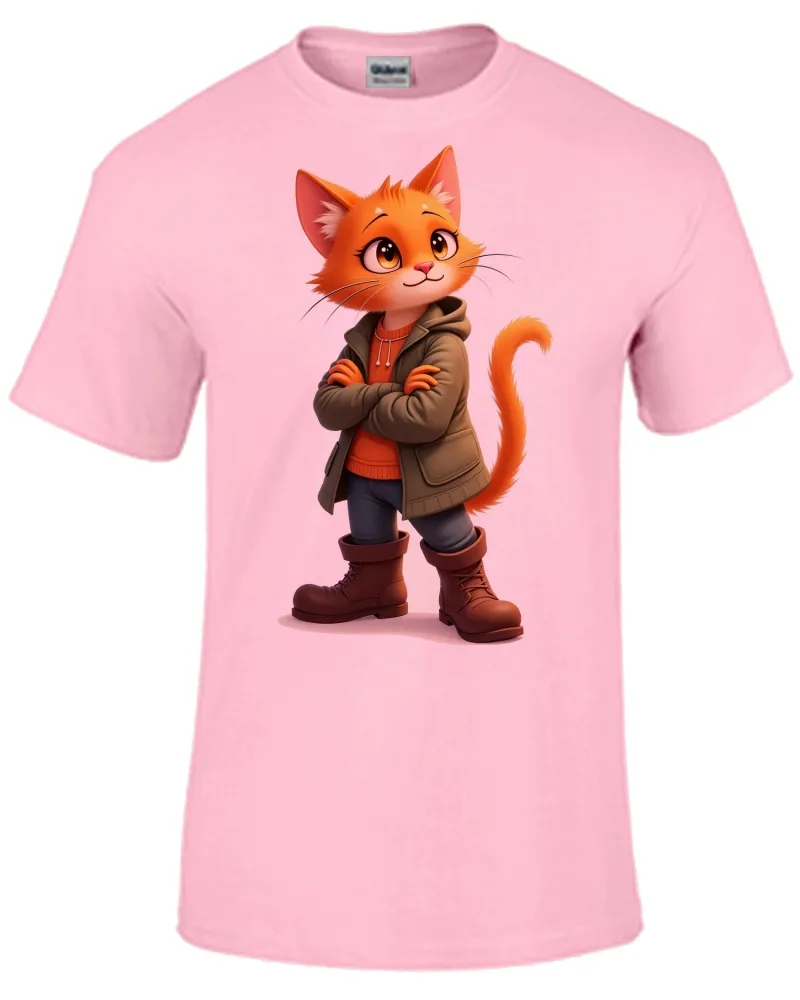 Baby look blusa feminina ou Camiseta Gato de botas colorido