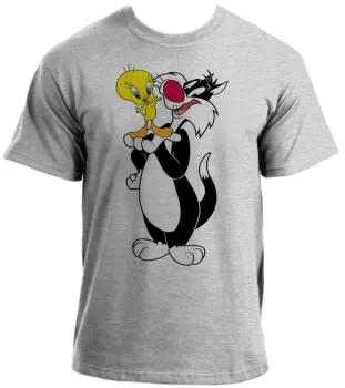 Baby look blusa feminina ou Camiseta Gato frajo e Piu piu amigos - Foto 2