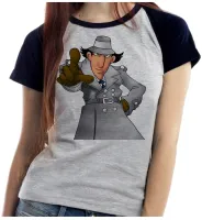 Baby look blusa feminina ou Camiseta inspetor bugiganga desenho antigo - Foto 3